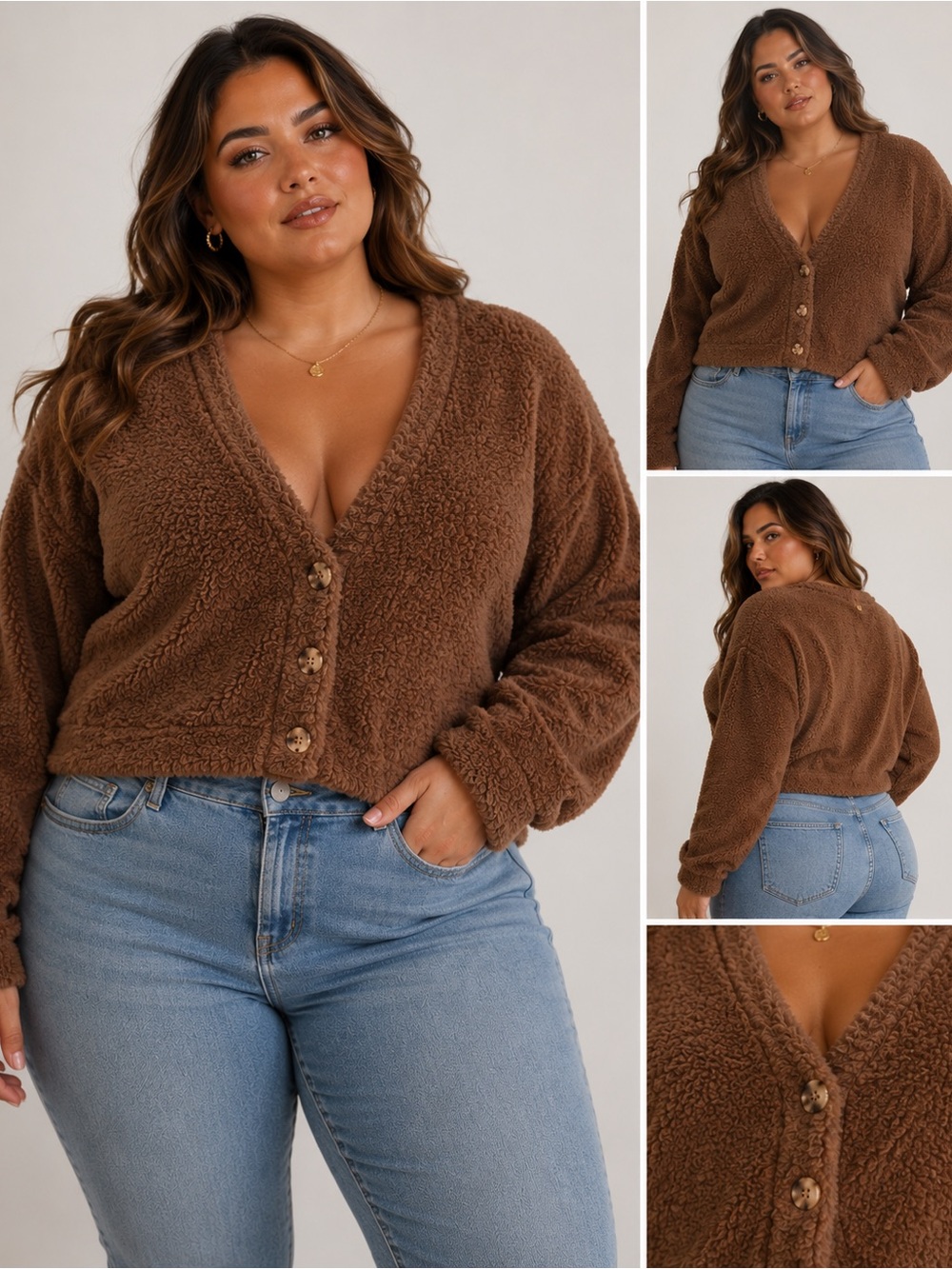 🔥PINK Victoria's Secret Brown Teddy Sweater Sz XXL New